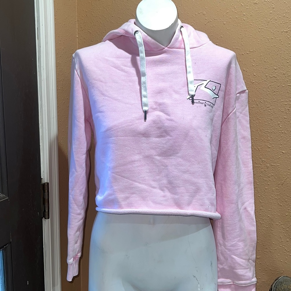 Rusty pink cropped pullover hoodie